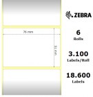 Zebra Etiketter Z-Perform 1000D 76x51mm 6-Pack